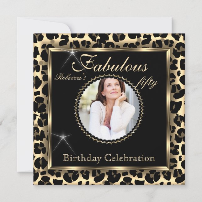 Invitation Fabuleux 50 Photo Black Bronze Leopard Anniversair (Devant)