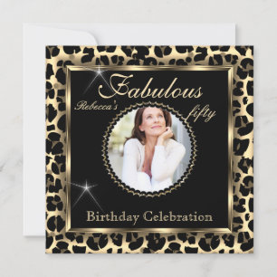 Invitation Fabuleux 50 Photo Black Bronze Leopard Anniversair