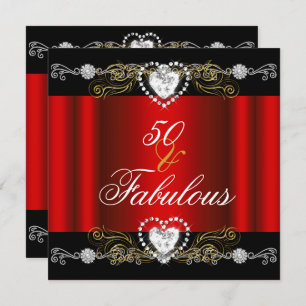 Invitation Fabuleux 50 Red Black Silver Gold 50e anniversaire