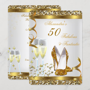 Invitation Fabuleux 50 talons d'or fantastique fête d'anniver