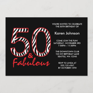Invitation Fabuleux 50e anniversaire des Black and Red Zebra