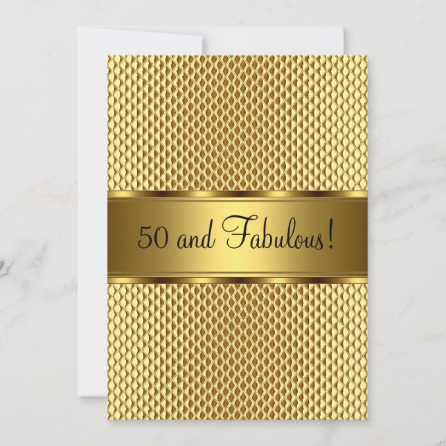 Invitation Fabuleux 50ème Gold Elegant Anniversaire Party (Devant)