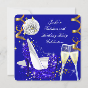 Invitation Fabuleux 50ème Parties scintillant Bleue Haut talo