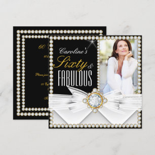 Invitation Fabuleux 60 Photo Elegant Diamond Gem Anniversaire