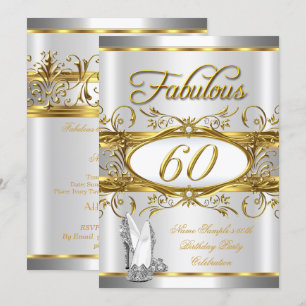 Invitation Fabuleux 60e anniversaire Gold Silver talons hauts