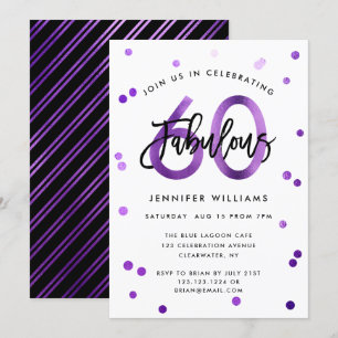 Invitation Fabuleux 60e   Moderne Chic Purple fête d'annivers