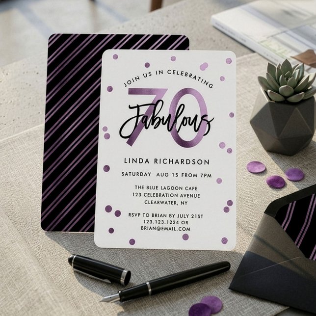 Invitation Fabuleux 70e | Lilac moderne violet fête d'anniver (Créateur téléchargé)