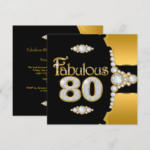 Invitation Fabuleux 80 80e anniversaire Gold Black Diamond