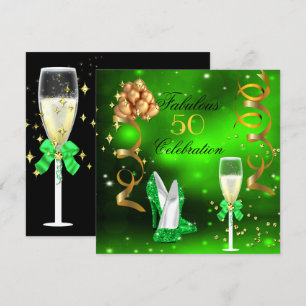 Invitation Fabuleux Champagne Parties scintillant Lime Green