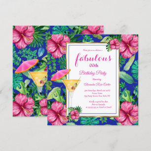 Invitation Fabuleux cocktail tropical fête d'anniversaire flo