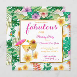 Invitation Fabuleux Cocktails tropicaux Fleurs