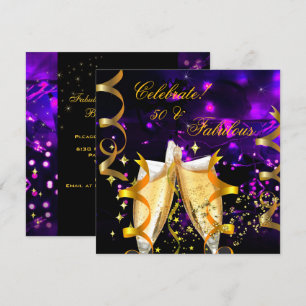 Invitation Fabuleux Gold Lights Champagne fête d'anniversaire
