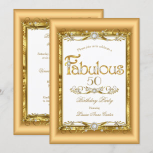 Invitation Fabuleux Gold White Diamond fête d'anniversaire