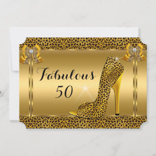Invitation Fabuleux Leopard Gold talons haut fête d'anniversa