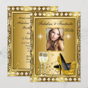 Invitation Fabuleux Photo Gold Glitz Glam Hollywood Anniversa