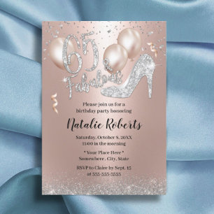 Invitation Fabuleux Rose Gold Balloon talon haut 65e annivers