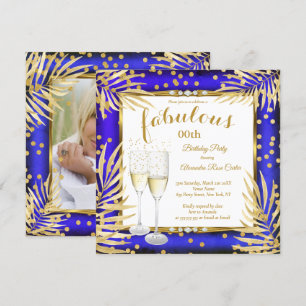 Invitation Fabuleux Royal Blue Gold Palms Champagne Party