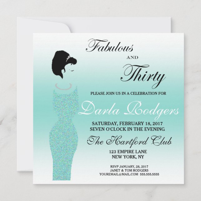 Invitation Fabuleux Tiara Party et 30 30ème anniversaire (Dos)