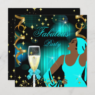 Invitation Fabuleux Turquoise Blue Parties scintillant Diva A