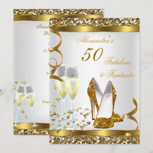 Invitation Fabulos 50 Merveilleux Talons Dorés Fête d'Anniver