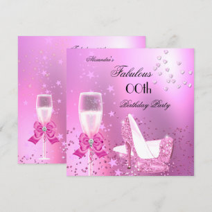 Invitation Fabulos Talons Lumineux Rose Clair Anniversaire
