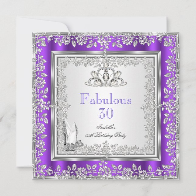 Invitation Fabulous 30 Party Purple Silver Chaussures (Devant)