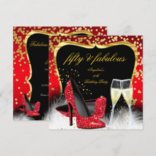 Invitation Fabulous 50 Fête Chaussures à Talons Champagne Rou