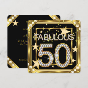 Invitation Fabulous 50 Rétro Glamour Hollywood Cadre Or 2
