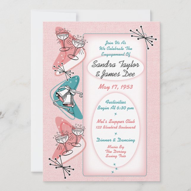 Invitation Fabulous Cinties Vintage Engagement Party (Devant)