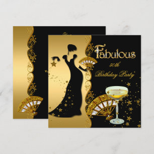 Invitation Fabulous Deco Lady 50th Birthday Party Gold Black