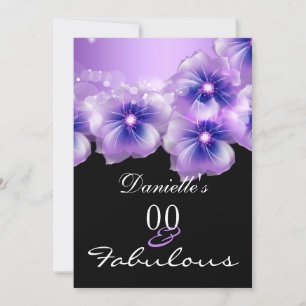 Invitation Fabulous Floral Fleurs violet Black Party