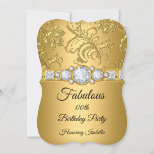 Invitation Fabulous Gold Damask Diamond fête d'anniversaire 2
