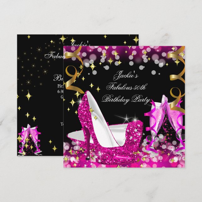 Invitation Fabulous Hot Pink Parties scintillant talon haut 5 (Devant / Derrière)