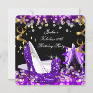 Invitation Fabulous Parties scintillant violet haut talon 50e