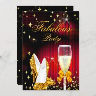 Invitation Fabulous Red Gold Parties scintillant High Heels P