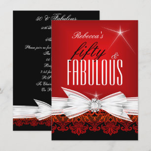 Invitation Fabulous Red Lace Black 50e anniversaire fête