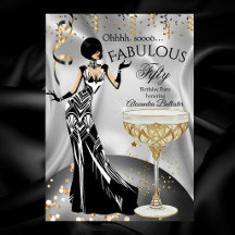 Fabulous Silver Gold Black Champagne Birthday