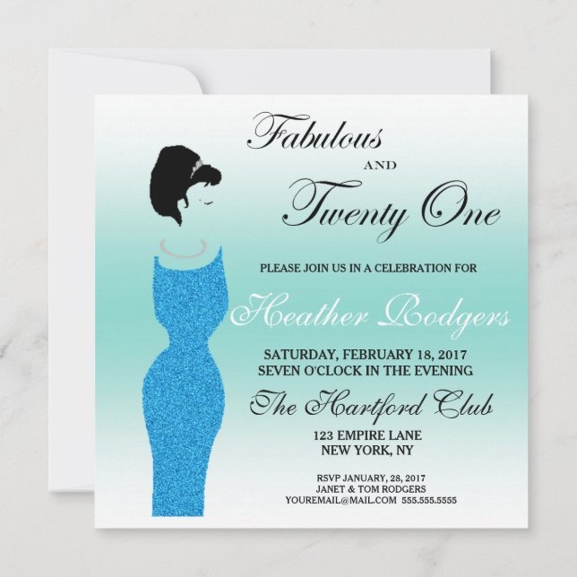 Invitation Fabulous Tiara Party et 21 21e anniversaire (Dos)