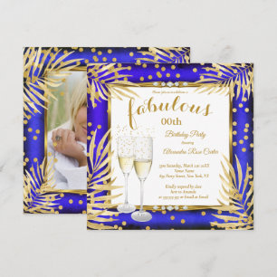 Invitation Fabulueuses Paumes dorées Champagne Bleu Royal Soi