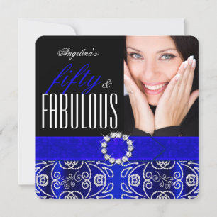 Invitation Fabuluseux 50 Diamants Anniversaire Royal Bleu