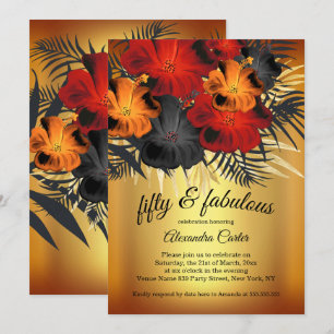 Invitation Fabulux 50 Or Jaune Rouge Orange Noir Hibiscus fêt