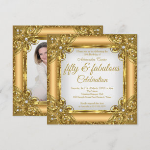 Invitation Fabulux 50 Photo elite Gold Pearl fête d'anniversa