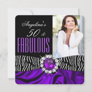 Invitation Fabulux 50 Zèbre Soie Noir Violet Anniversaire 2