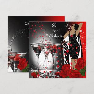 Invitation Fabulux 60e fête d'anniversaire Martini Roses Roug