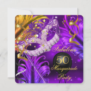 Invitation Fabulux Anniversaire Fête Masquée Violet Or 2