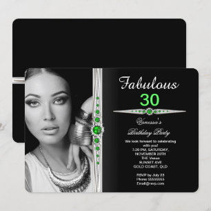 Invitation Fabulux Anniversaire Photo Fête Vert Citron Noir 2