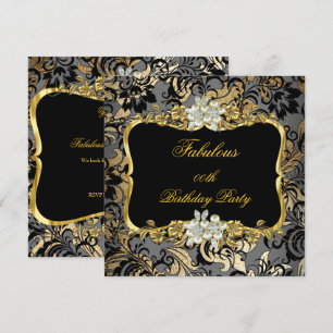 Invitation Fabulux Or Noir Gris Perle Damassé Soirée