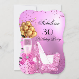 Invitation Fabulux talons hauts rose clair scintillant Annive