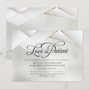 Invitation Facettes blanches en or gelé Mariage reportées