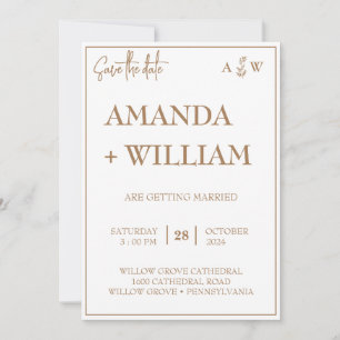 Invitation facile Editable moderne Monogramme feuille enregis